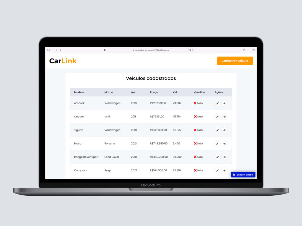 CarLink WebApp Marketplace de Carros