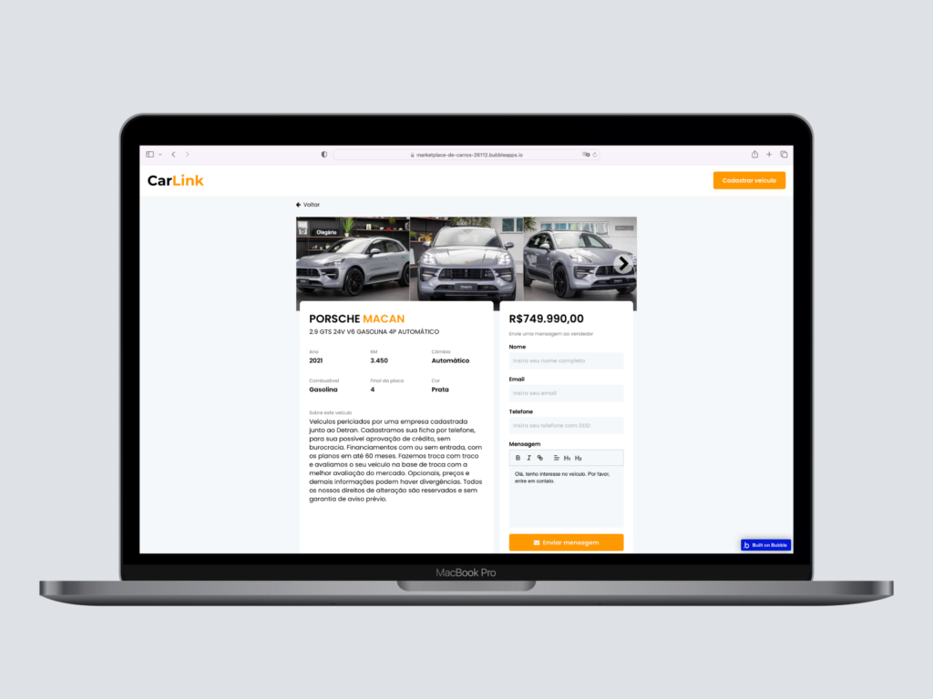 CarLink WebApp Marketplace de Carros